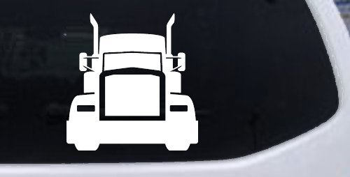 Tractor Trailer Truck Big Rig Car or Truck Vinyl Window Decal Sticker (White)