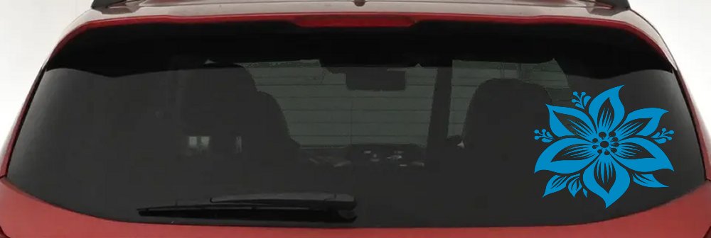 Poinsettia Flower Car or Truck Vinyl Window Decal Sticker (Blue)