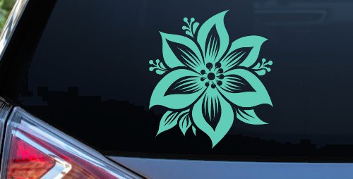 Poinsettia Flower Car or Truck Vinyl Window Decal Sticker (Mint)