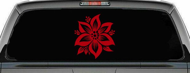 Poinsettia Flower Car or Truck Vinyl Window Decal Sticker (Red)