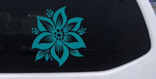 Poinsettia Flower Car or Truck Vinyl Window Decal Sticker (Turquoise Blue)