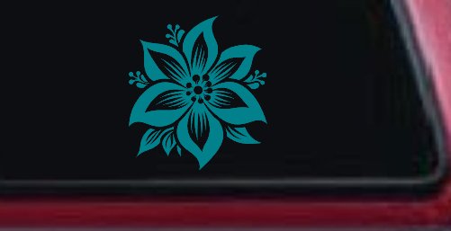 Poinsettia Flower Car or Truck Vinyl Window Decal Sticker (Turquoise Blue)