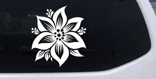 Poinsettia Flower Car or Truck Vinyl Window Decal Sticker (White)