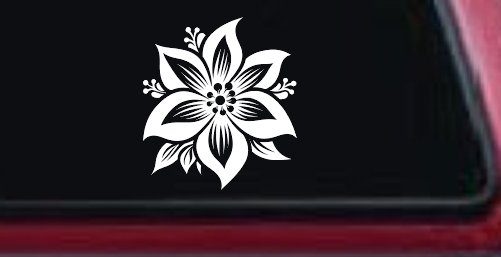 Poinsettia Flower Car or Truck Vinyl Window Decal Sticker (White)
