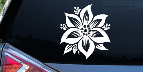Poinsettia Flower Car or Truck Vinyl Window Decal Sticker (White)