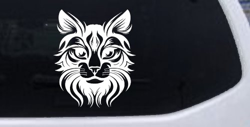 Maine Coon Cat Feline Car or Truck Vinyl Window Decal Sticker (White)