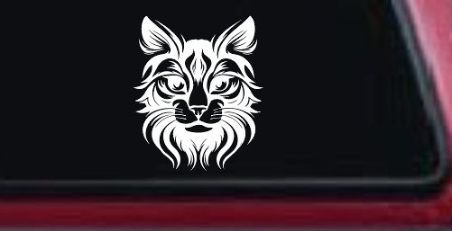 Maine Coon Cat Feline Car or Truck Vinyl Window Decal Sticker (White)