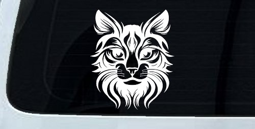 Maine Coon Cat Feline Car or Truck Vinyl Window Decal Sticker (White)