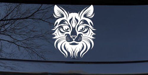 Maine Coon Cat Feline Car or Truck Vinyl Window Decal Sticker (White)