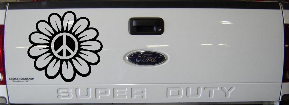 Peace Power Hippie Flower Car or Truck Vinyl Window Decal Sticker (Black)