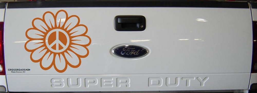 Peace Power Hippie Flower Car or Truck Vinyl Window Decal Sticker (Nut Brown)