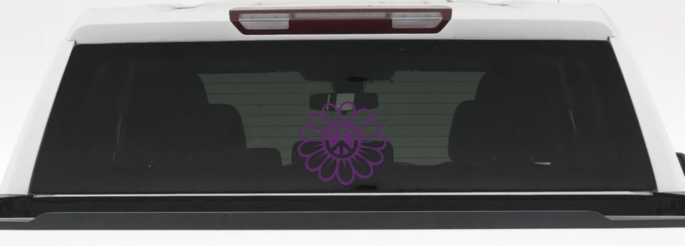 Peace Power Hippie Flower Car or Truck Vinyl Window Decal Sticker (Violet)