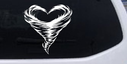 Tornado Heart Car or Truck Vinyl Window Decal Sticker (White)