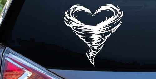 Tornado Heart Car or Truck Vinyl Window Decal Sticker (White)