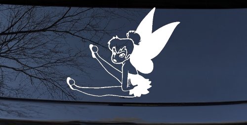 Tinkerbell Fairy Sitting all Sassy Car or Truck Vinyl Window Decal Sticker (White)