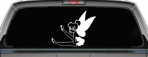 Tinkerbell Fairy Sitting all Sassy Car or Truck Vinyl Window Decal Sticker (White)