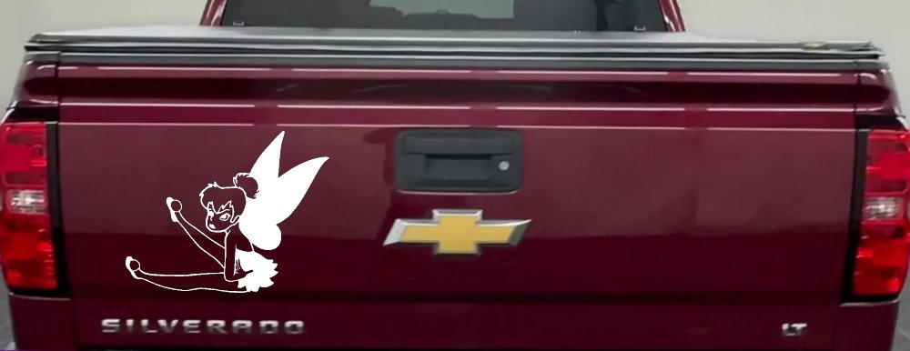 Tinkerbell Fairy Sitting all Sassy Car or Truck Vinyl Window Decal Sticker (White)