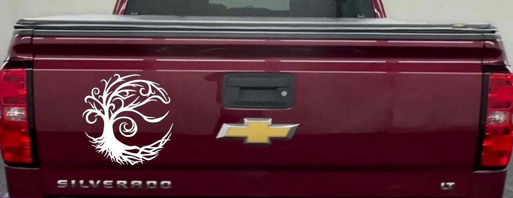 Tree Blowing in the Wind Car or Truck Vinyl Window Decal Sticker (White)