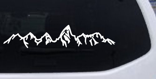 Teton Montain Range Car or Truck Vinyl Window Decal Sticker (White)