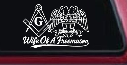 Wife of a Freemason Shriner 32 degree Car or Truck Vinyl Window Decal Sticker (White)