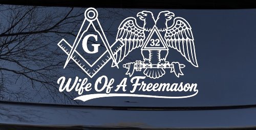 Wife of a Freemason Shriner 32 degree Car or Truck Vinyl Window Decal Sticker (White)