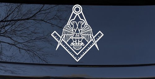Freemason Shriner 32 Degree Car or Truck Vinyl Window Decal Sticker (White)