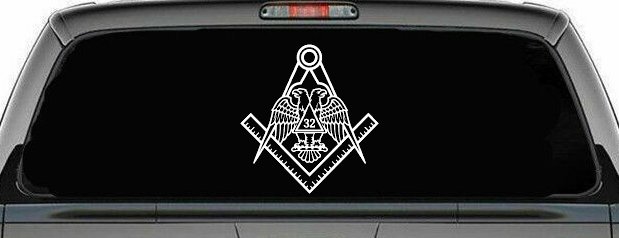 Freemason Shriner 32 Degree Car or Truck Vinyl Window Decal Sticker (White)