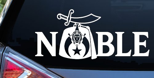 Noble Fez Hat Shriner Car or Truck Vinyl Window Decal Sticker (White)