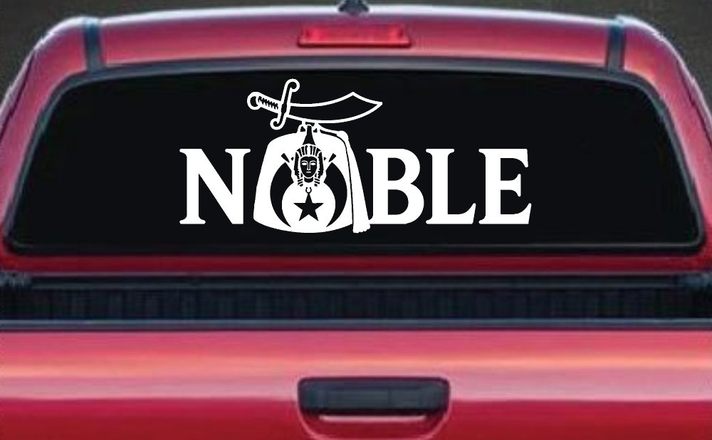 Noble Fez Hat Shriner Car or Truck Vinyl Window Decal Sticker (White)