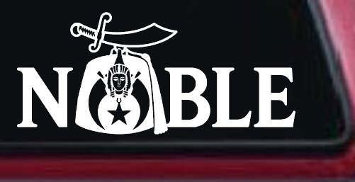 Noble Fez Hat Shriner Car or Truck Vinyl Window Decal Sticker (White)