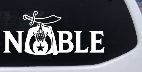Noble Fez Hat Shriner Car or Truck Vinyl Window Decal Sticker (White)