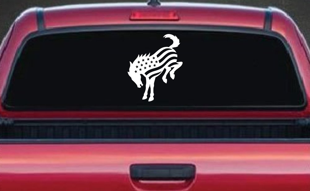 Ford Bronco American Flag Car or Truck Vinyl Window Decal Sticker (White)