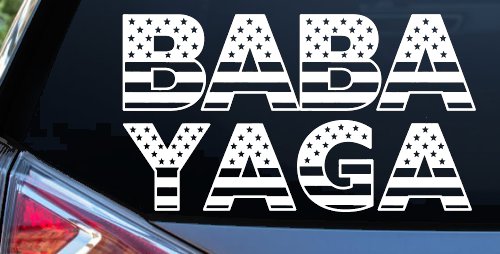 BABA YAGA American Flag Car or Truck Vinyl Window Decal Sticker (White)