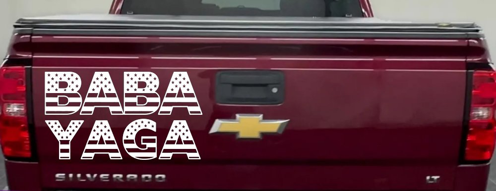 BABA YAGA American Flag Car or Truck Vinyl Window Decal Sticker (White)