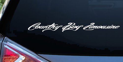 Country Boy Limousine Car or Truck Vinyl Window Decal Sticker (White)