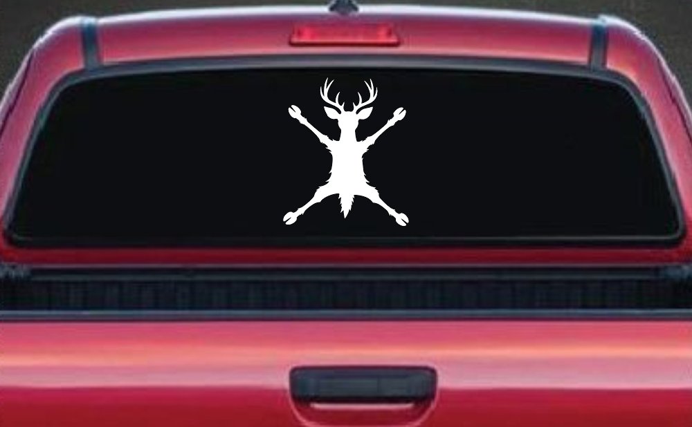Deer Splat Car Truck Vinyl Window Decal Sticker (White)