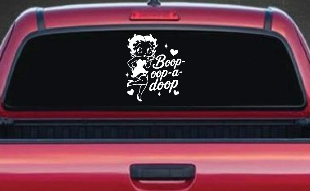 Betty Boop Opp A Doop Car Truck Vinyl Window Decal Sticker (White)