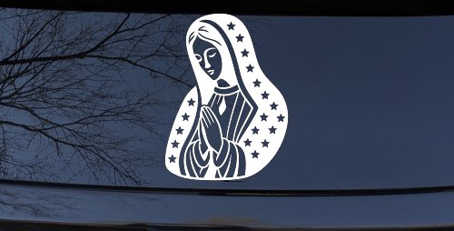 Virgin Mary Madonna in Prayer Car Truck Vinyl Window Decal Sticker (White)