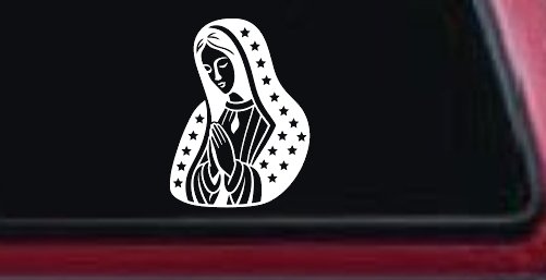 Virgin Mary Madonna in Prayer Car Truck Vinyl Window Decal Sticker (White)