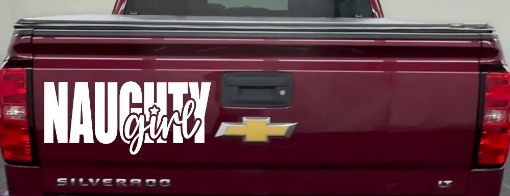 Naughty Girl Car or Truck Vinyl Window Decal Sticker (White)