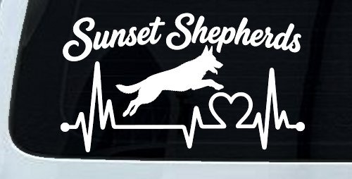 Sunset Shepherds Jumping Special Request Car or Truck Vinyl Window Decal Sticker (White)