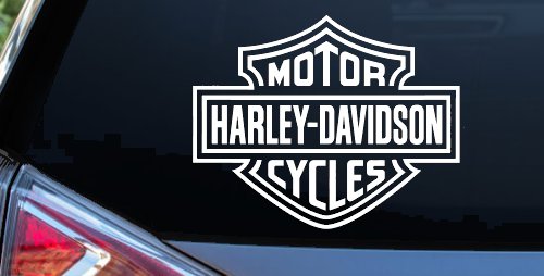 Harley Davidson Motorcycle Car or Truck Vinyl Window Decal Sticker (White)