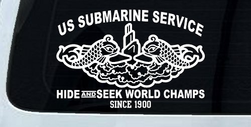 Submarine Service Hide and Seek Champs Car or Truck Vinyl Window Decal Sticker (White)
