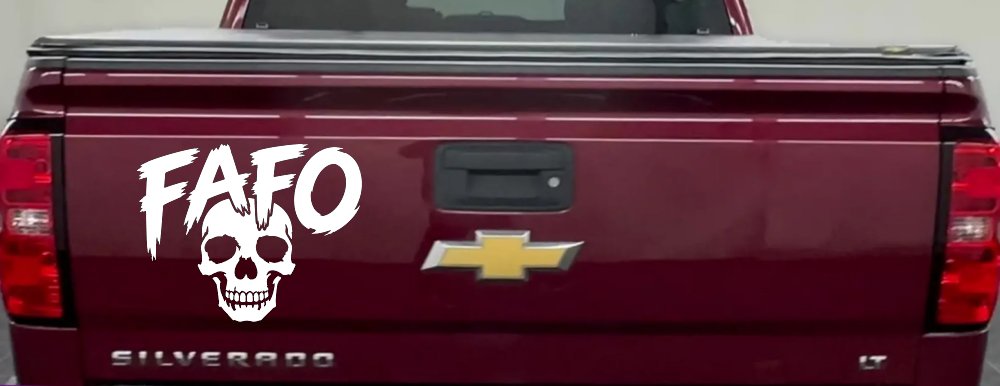 FAFO Skull Shadow Car or Truck Vinyl Window Decal Sticker (White)