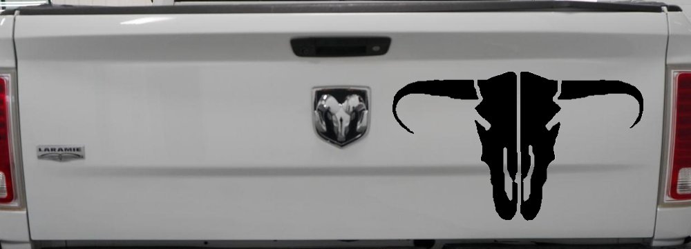 Long Horn Skull Mount Western Rodeo Farm Cowboy Car or Truck Window Decal Sticker (Black)