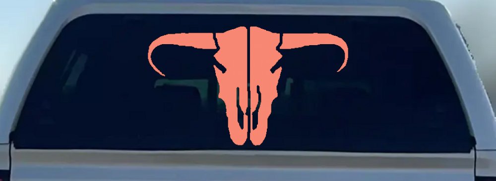 Long Horn Skull Mount Western Rodeo Farm Cowboy Car or Truck Window Decal Sticker