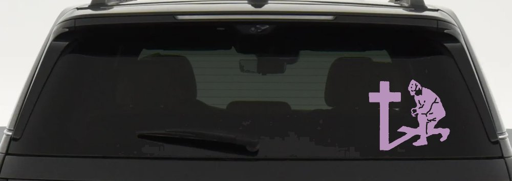 Military Soldier Kneeling at Cross Christian Car or Truck Window Decal Sticker