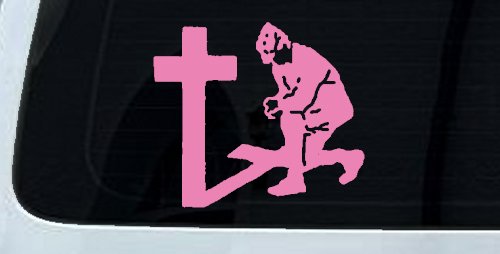 Military Soldier Kneeling at Cross Christian Car or Truck Window Decal Sticker