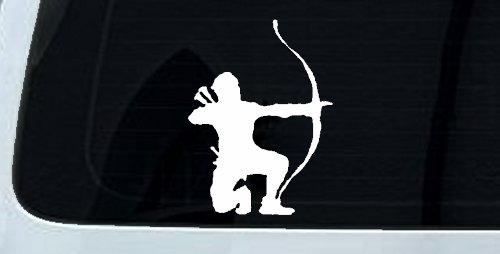 Bow Hunter Hunting Car or Truck Window Vinyl Decal Sticker (White)