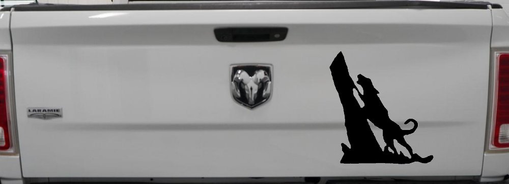 Dog Barking up Tree Hunting Car or Truck Window Decal Sticker (Black)